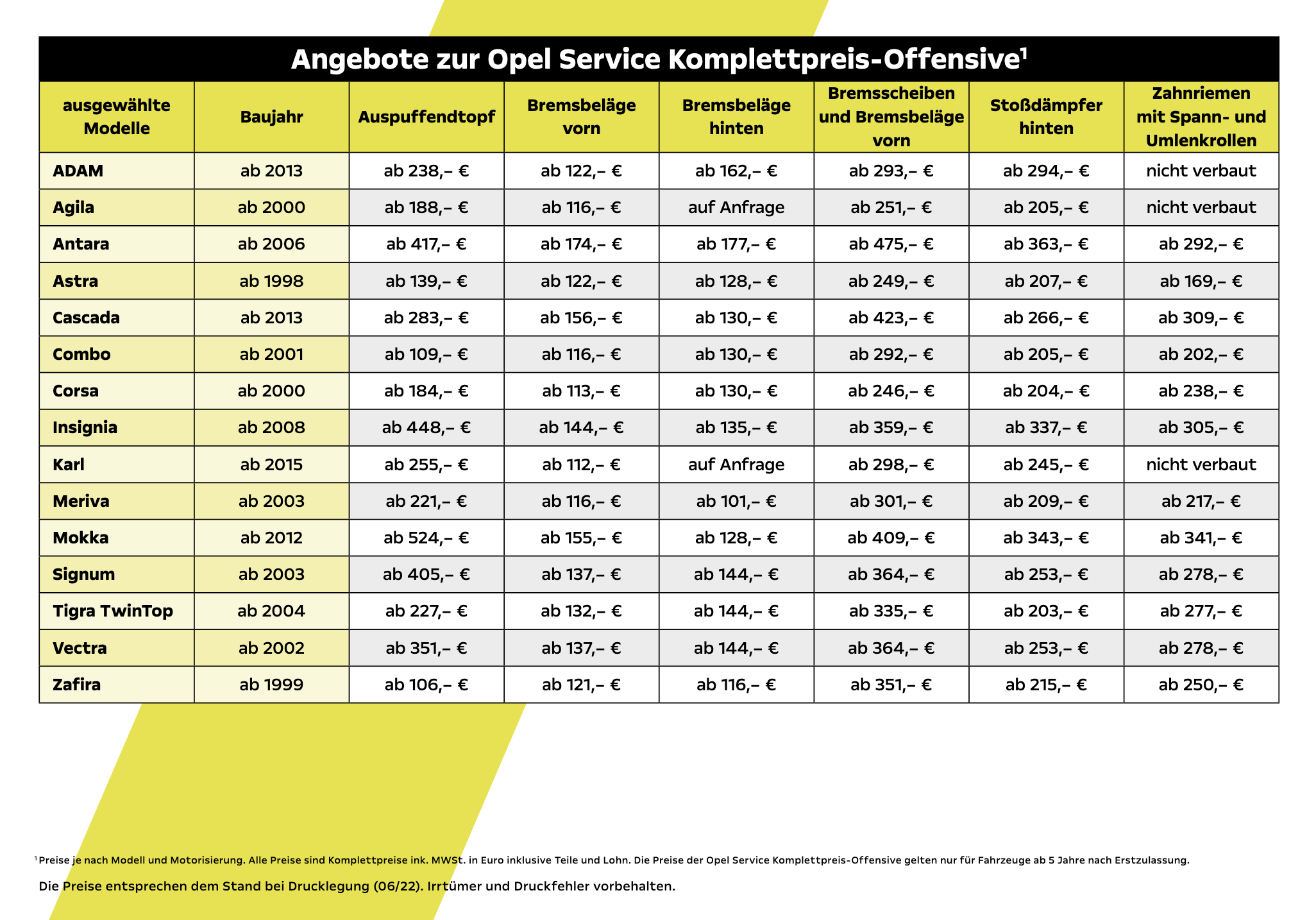 Opel Service Komplettpreis-Offensive￼